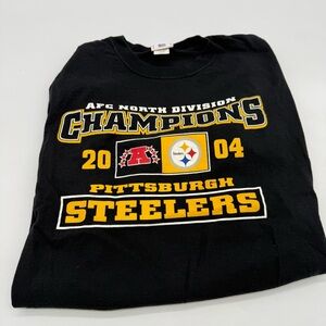 NFL Pittsburgh Steelers Black T-Shirt AFC North 2004 Champions Football Vintage